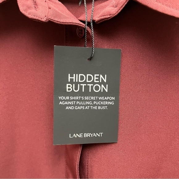 Lane Bryant Burgundy Button Down Blouse Top Women’s Size 14 NWT - Picture 6 of 10